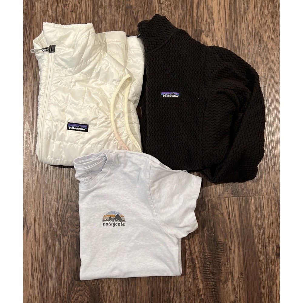 Lot of 3 Patagonia Women's Vest Jacket Sweater Fleece Zip One Shirt Size S